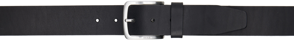Hugo Boss Black Italian-leather Logo-engraved Buckle Belt In Black 001