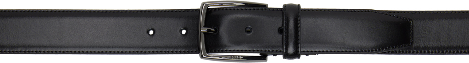 Hugo Boss Black Vegetable-tanned Leather Belt In 001-black