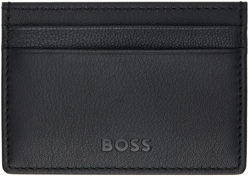 Hugo Boss Black Embossed Card Holder In 001-black