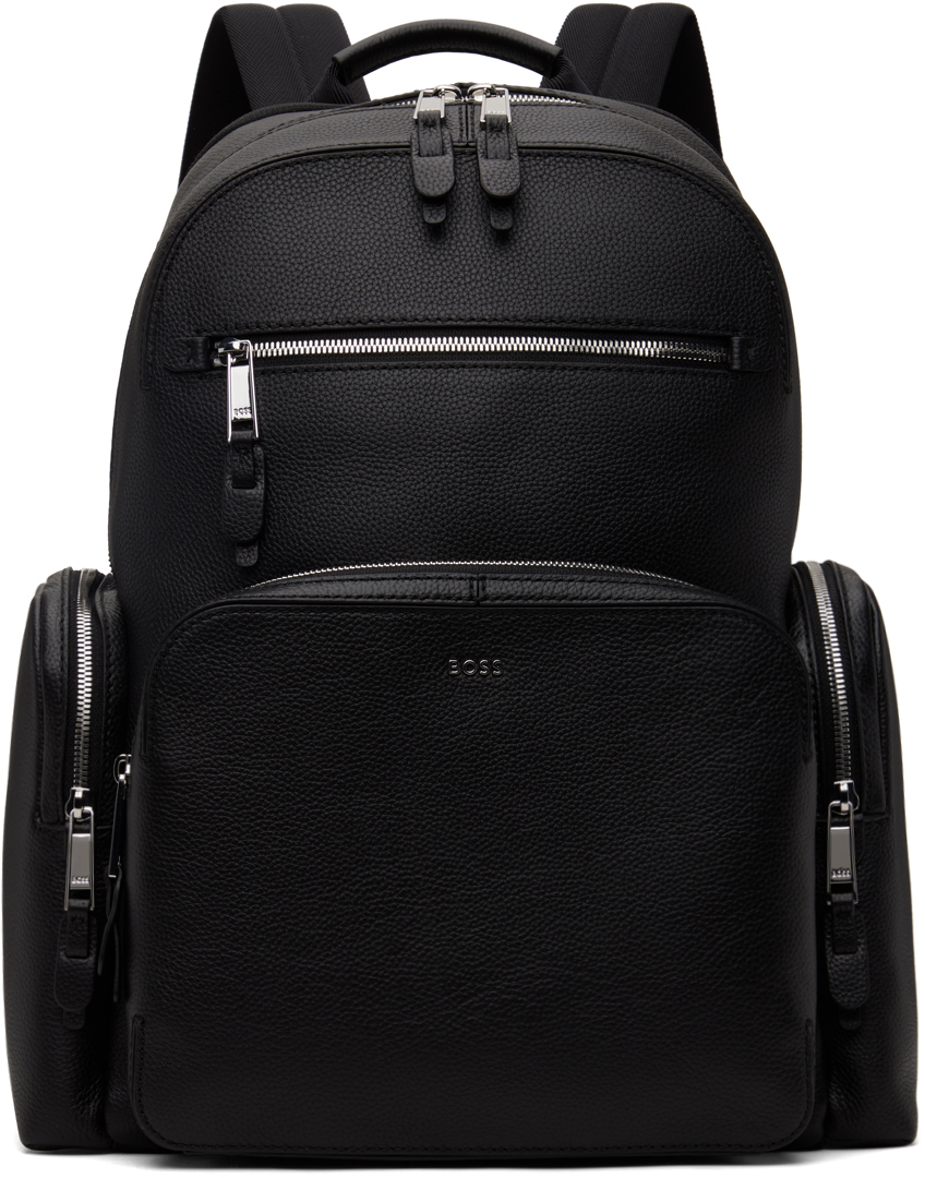 Versus Black Leather Tape Deck Embossed Backpack, $750, SSENSE