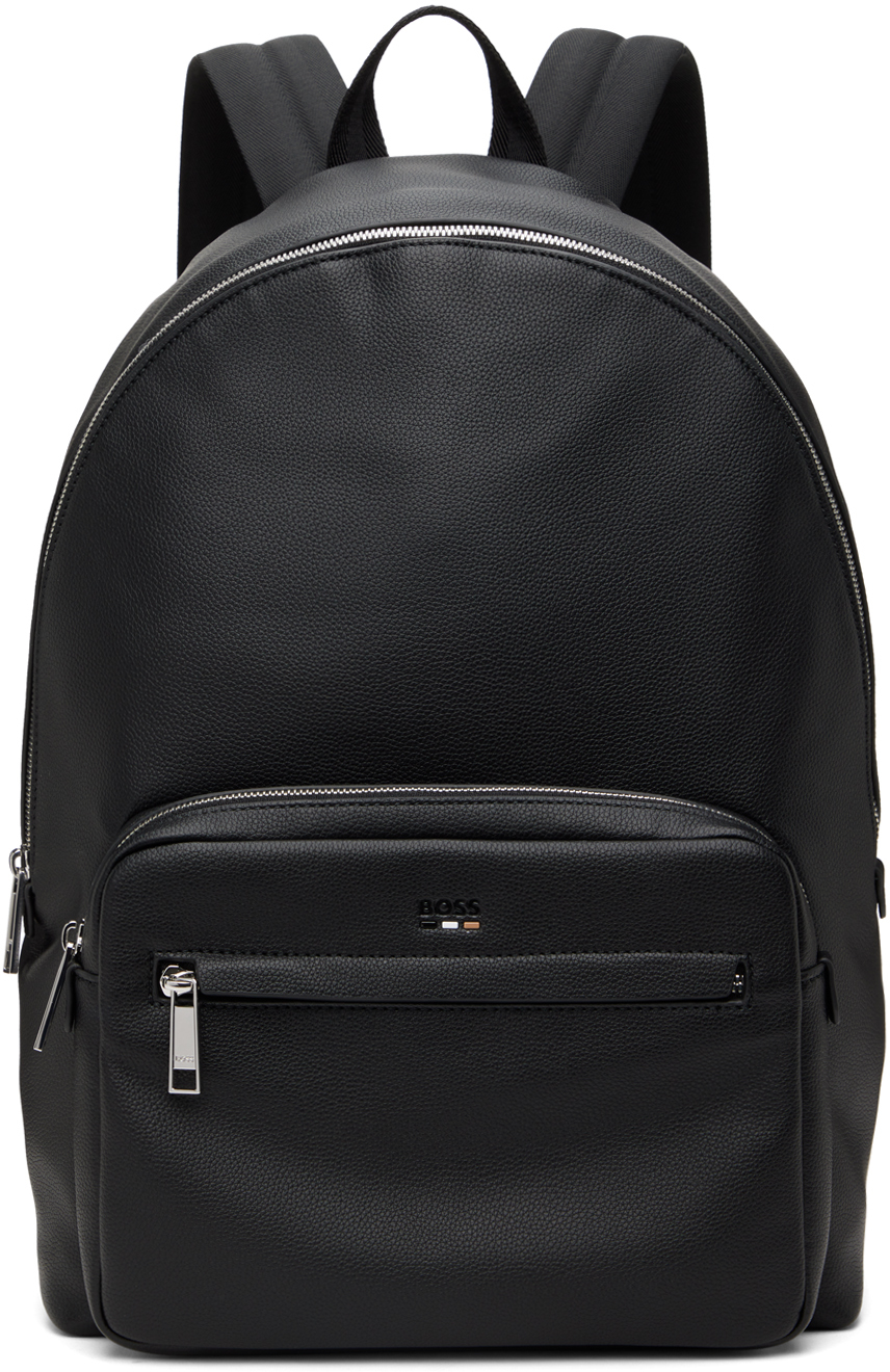 Hugo Boss Black Faux-leather Signature Details Backpack In Black 001