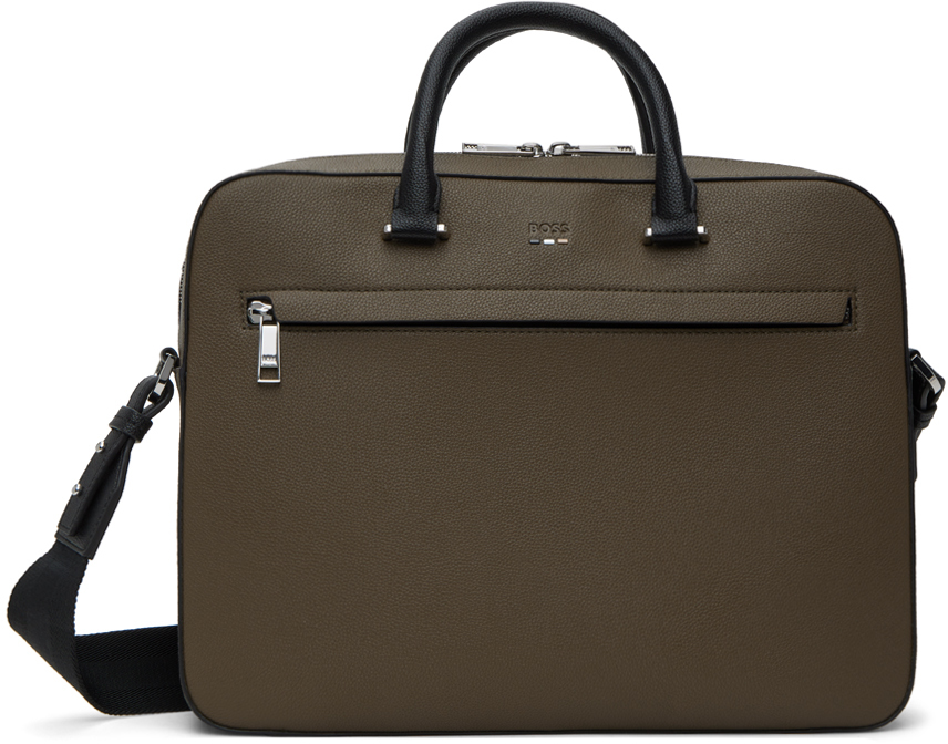 Brown Faux-Leather Briefcase