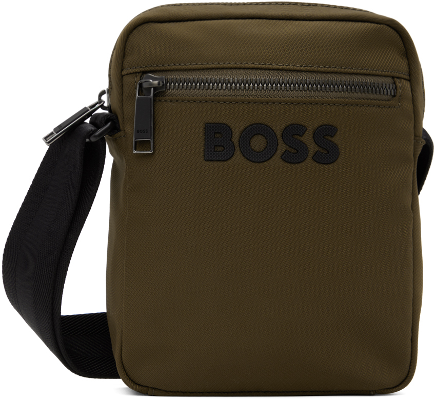 Hugo Boss Khaki Contrast Logo Bag In Brown