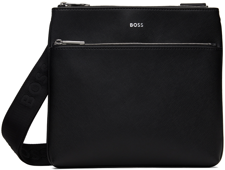Hugo Boss Black Signature Stripe & Logo Envelope Bag In 001-black