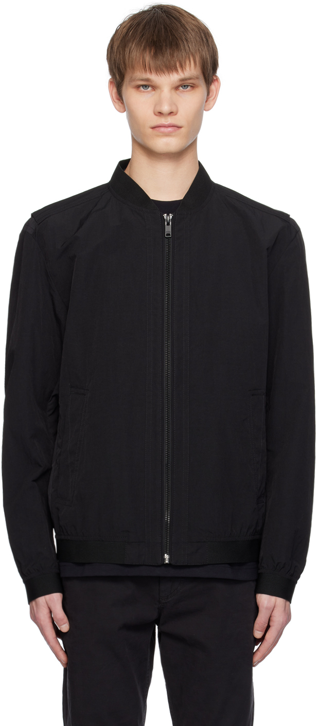 Shop Hugo Boss Black Water-repellent Bomber Jacket In 001-black