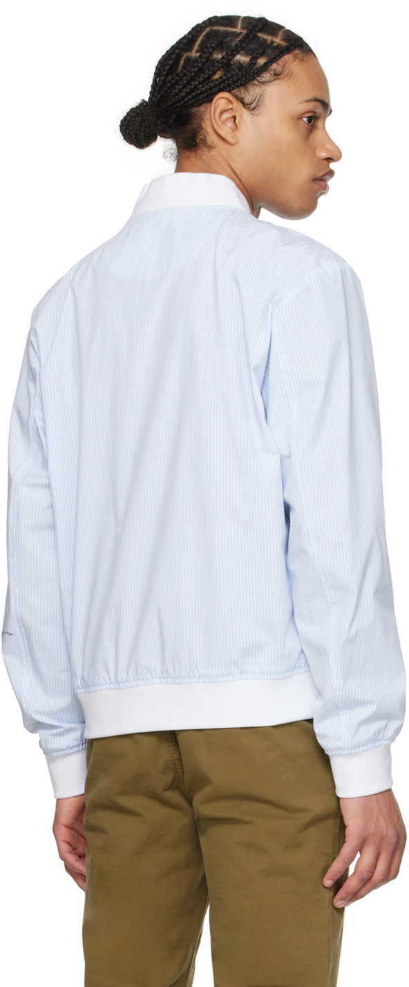 Hugo Boss White & Blue Slim-fit Bomber Jacket In 450-light/pastelblue