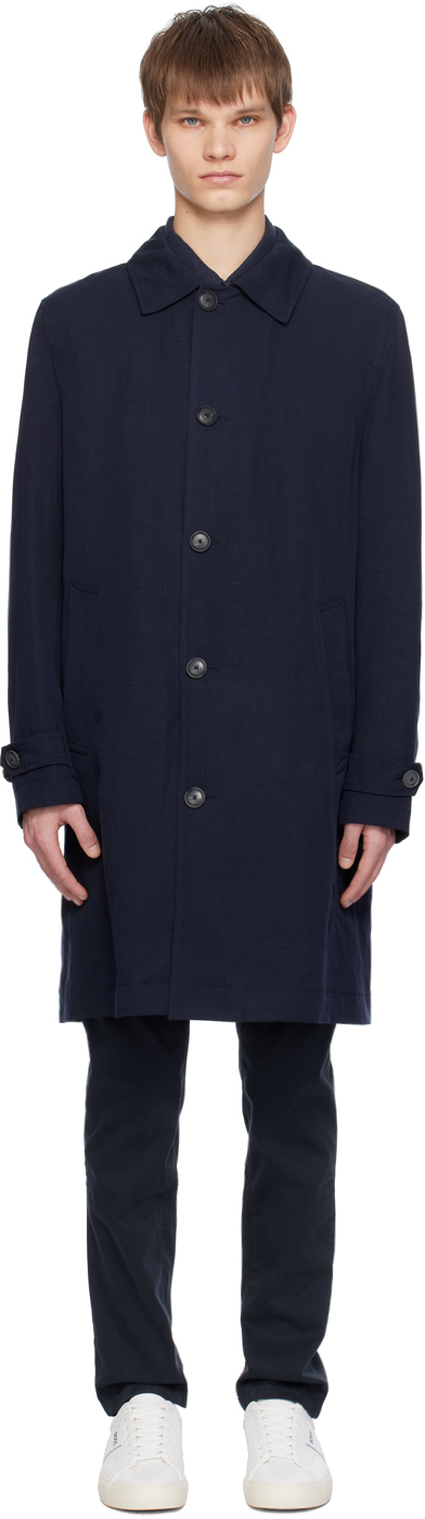 Hugo Boss Jared Wool Coat In 404-dark Blue