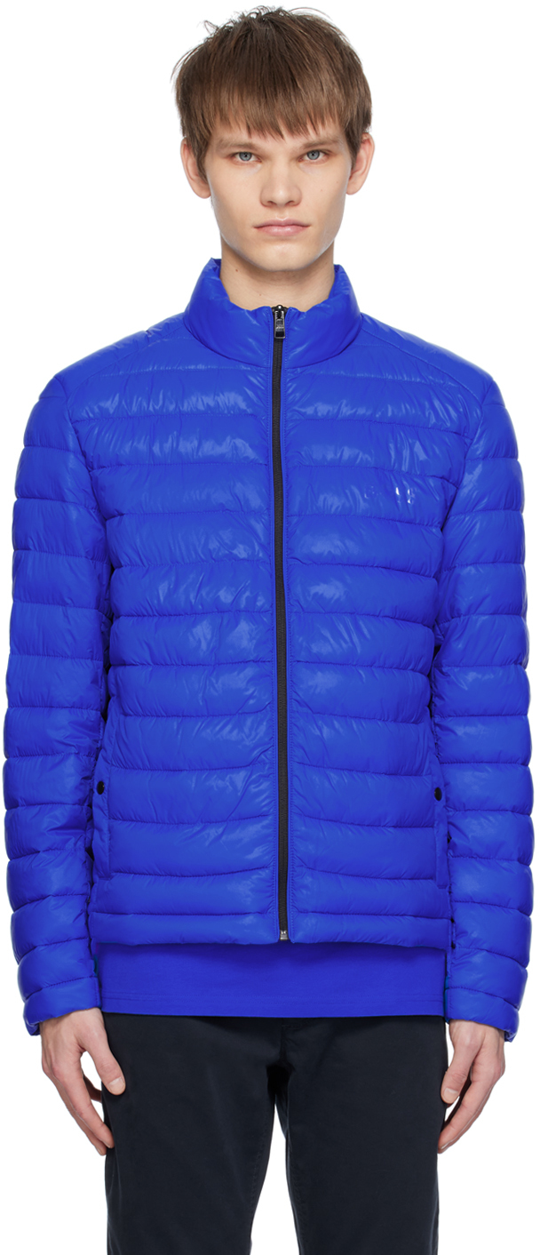 Shop Hugo Boss Blue Water-repellent Jacket In 423-medium Blue