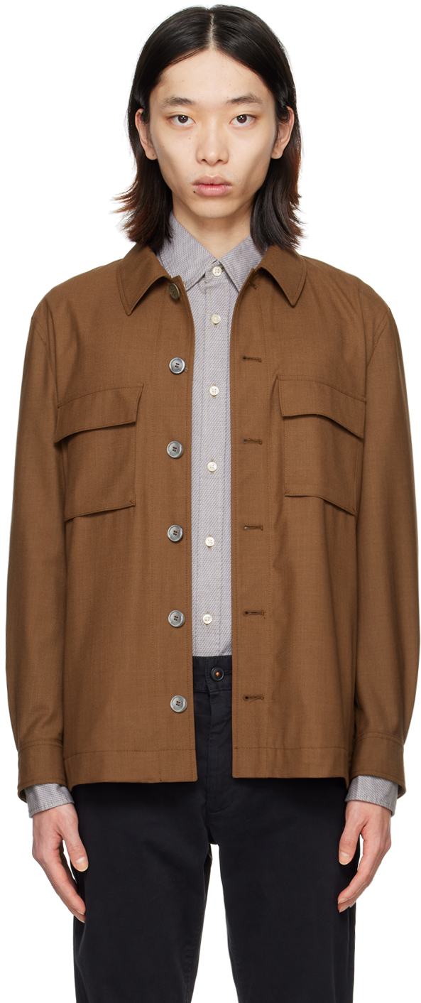 Hugo Boss Brown Relaxed-fit Jacket In Medium Brown 213