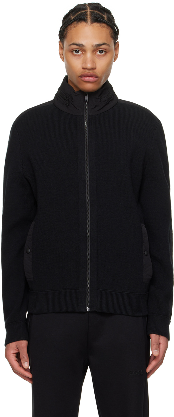 Hugo Boss Black Stowaway Hood Jacket In 001-black