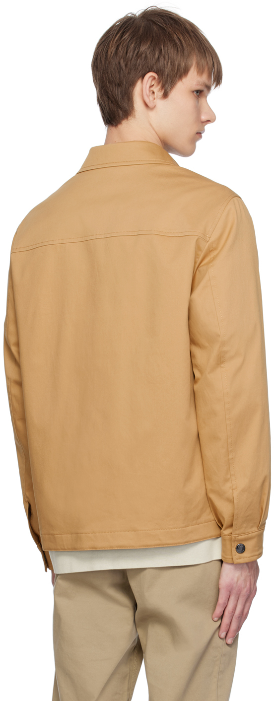 Hugo Boss Relaxed-fit Button-up Jacket With Patch Pockets In 260-medium Beige