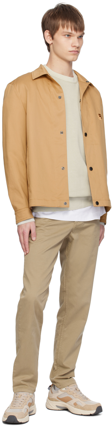 Hugo Boss Relaxed-fit Button-up Jacket With Patch Pockets In 260-medium Beige