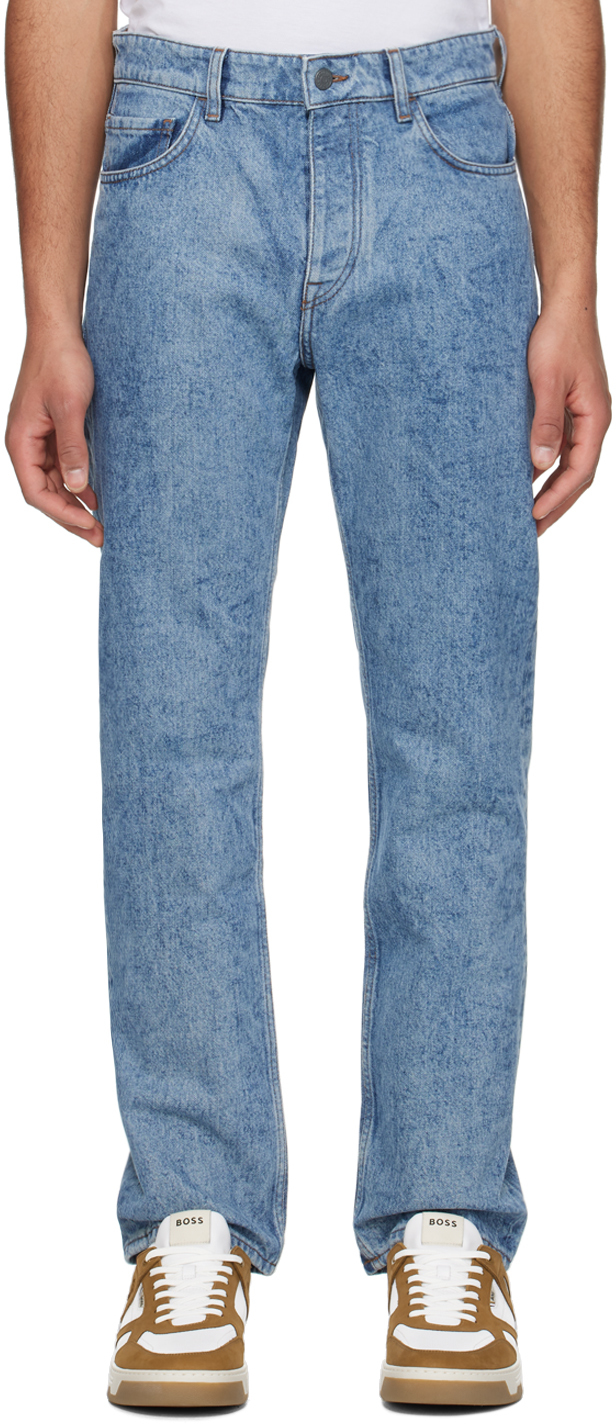 Shop Hugo Boss Blue Relaxed-fit Jeans In 449-turquoise/aqua