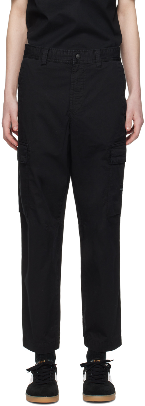 Shop Hugo Boss Black Drawstring Cargo Pants In 001-black