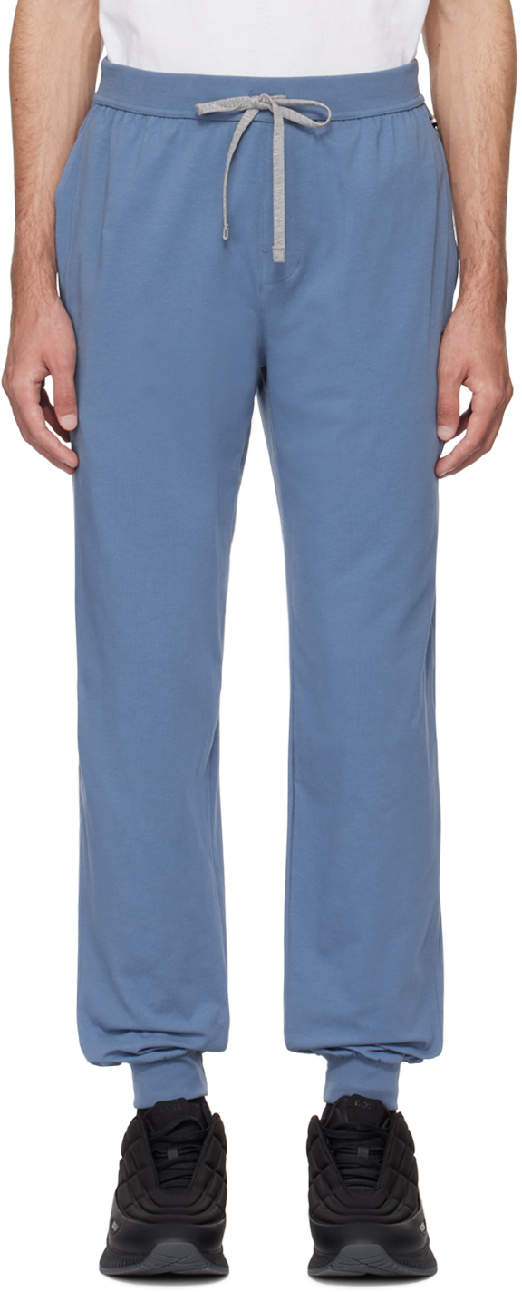 Hugo Boss Blue Embroidered Sweatpants In Open Blue 478