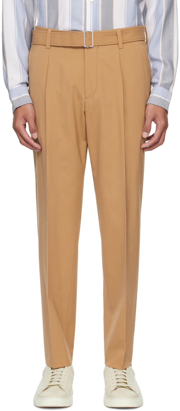 Tan Relaxed-Fit Trousers