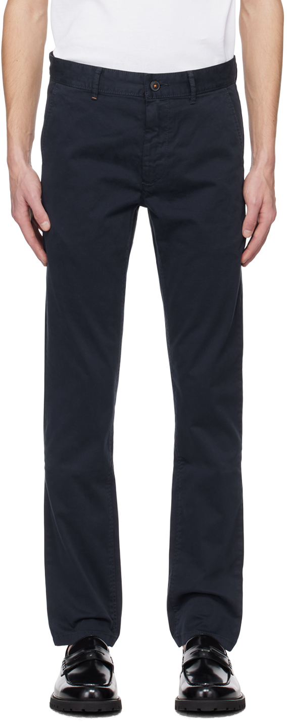 【関税込み】BOSS ネイビー リラックスフィット トラウザーズ boss-hugo-boss-navy-slim-fit-