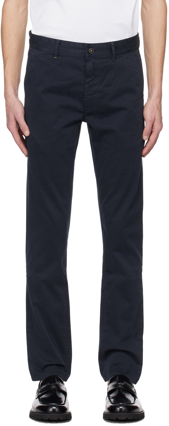 Hugo Boss Navy Slim-fit Trousers In Dark Blue 404