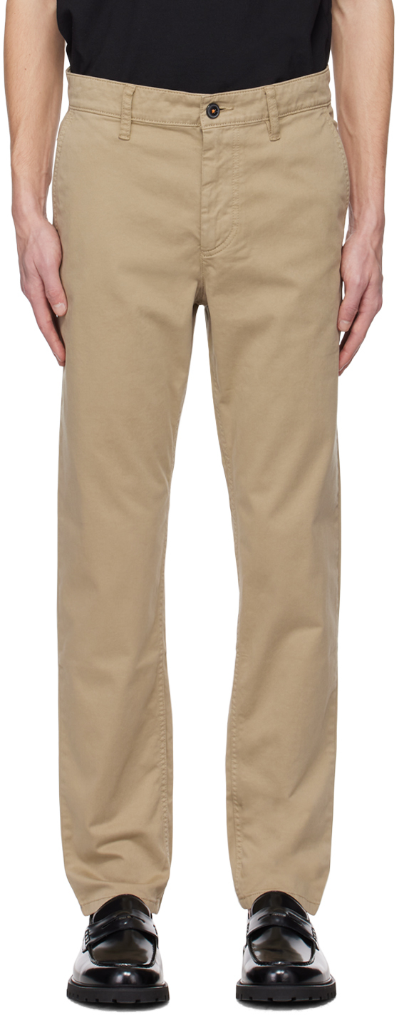Beige Tapered-Fit Trousers