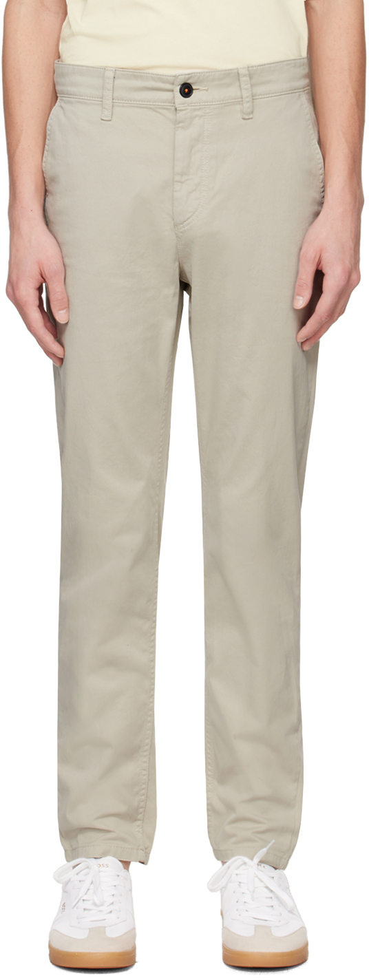 Beige Slim-Fit Trousers