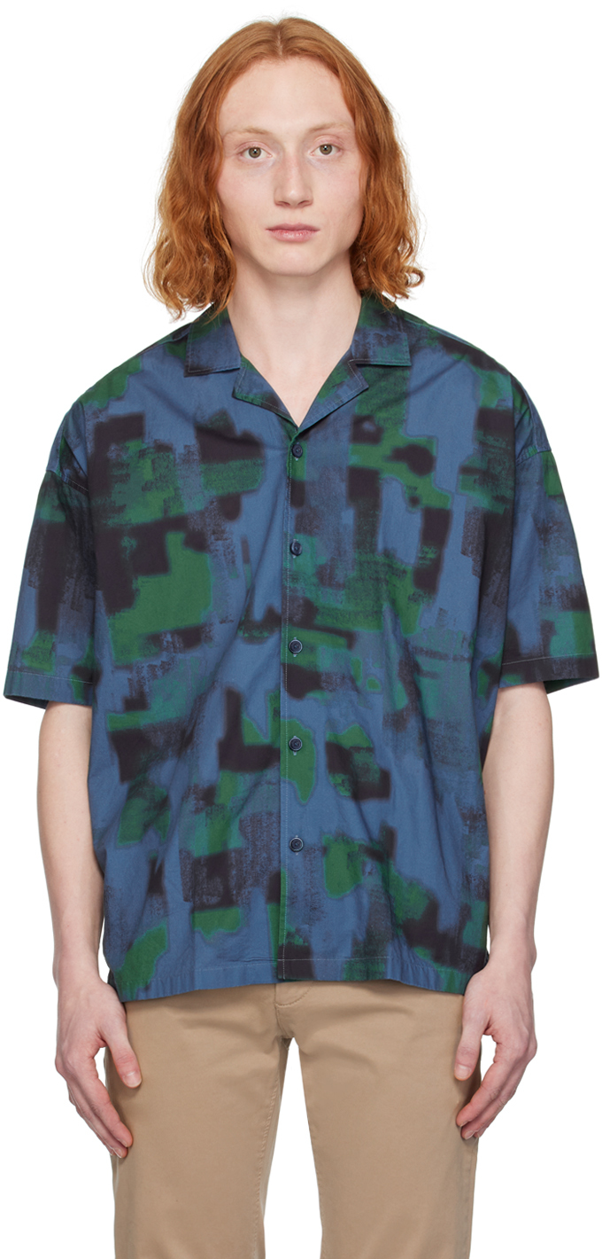 Blue & Green Drew Shirt by BOSS on Sale