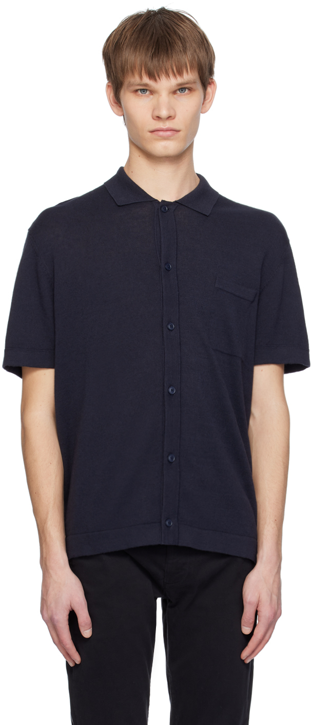 Hugo Boss Logo-collar Cotton T-shirt In 404-dark Blue