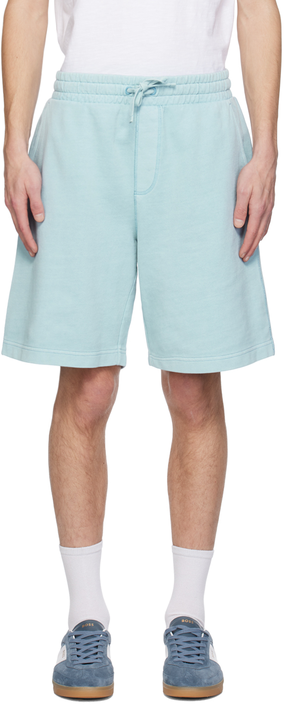 Shop Hugo Boss Blue Regular-fit Shorts In 473-open Blue