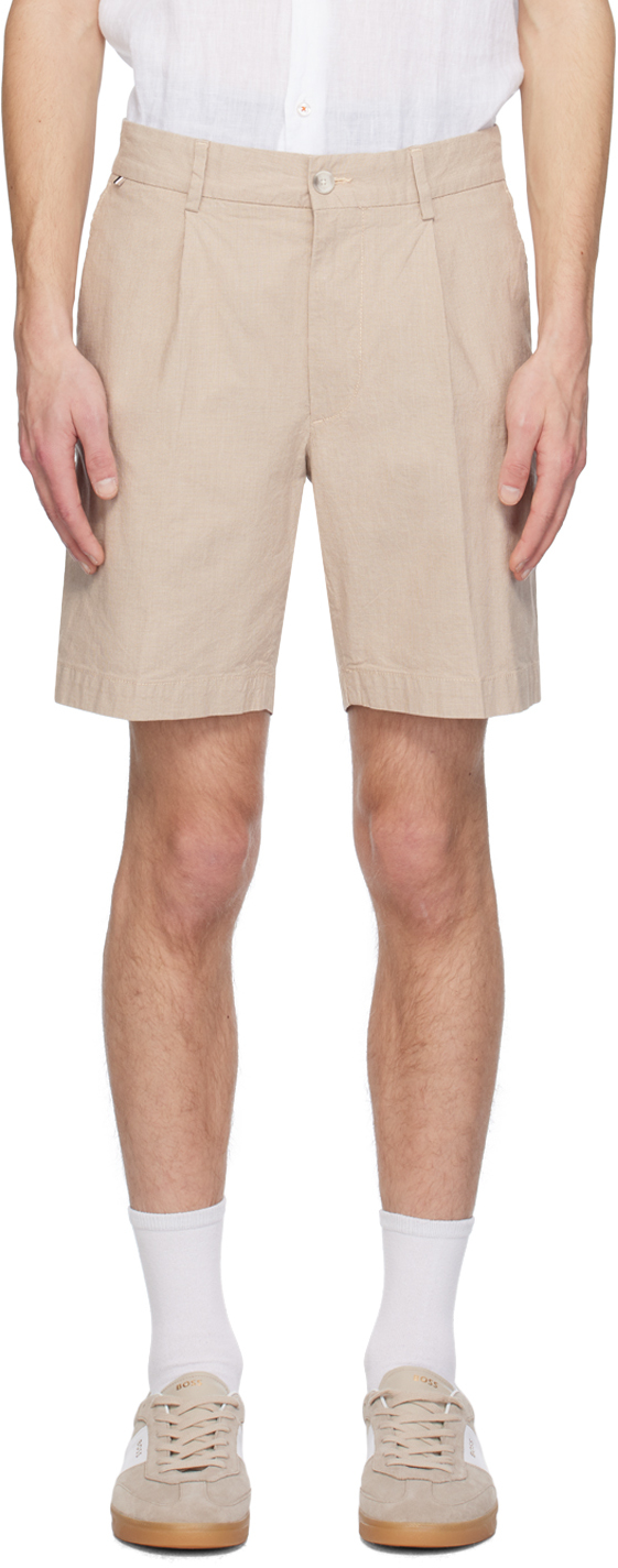 Beige Pleated Shorts