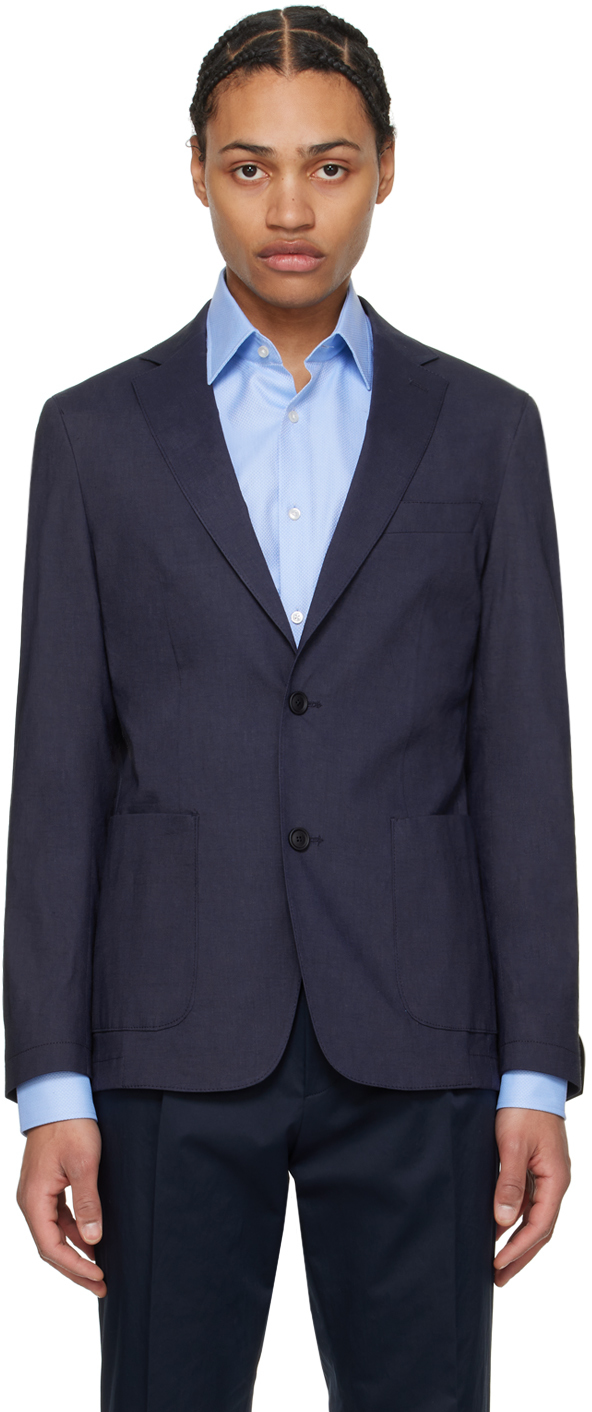 Shop Hugo Boss Navy Slim-fit Blazer In 404-dark Blue