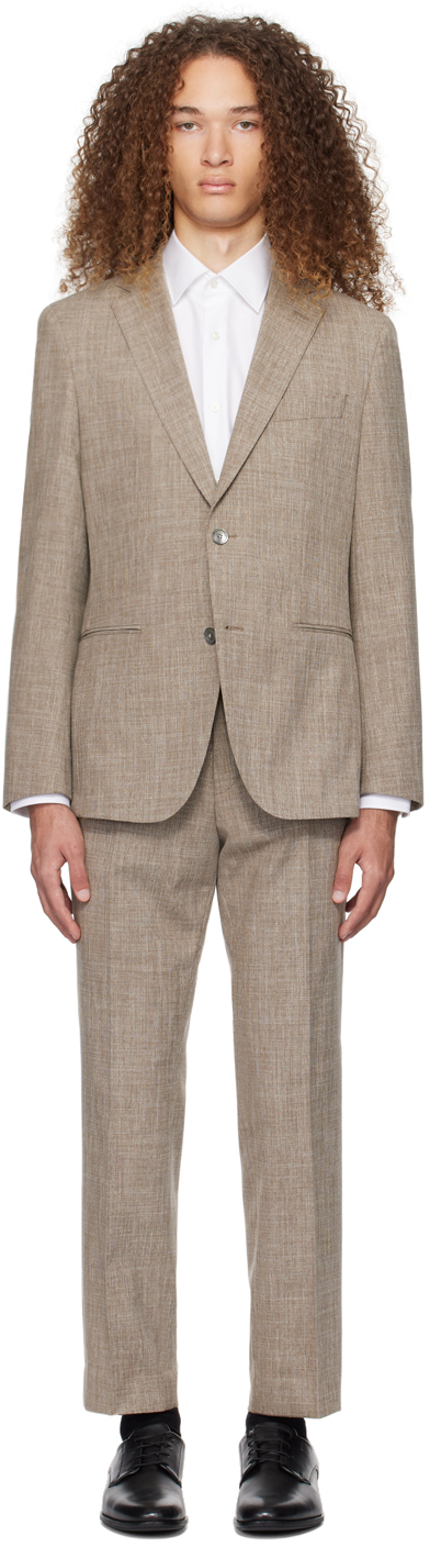 Hugo Boss Beige Slim-fit Suit In Medium Beige 260