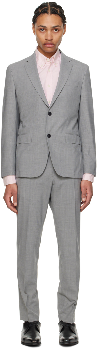 Hugo Boss Gray Slim-fit Suit In 041-silver
