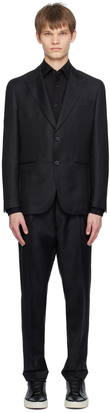 Shop Hugo Boss Black Slim-fit Suit In 001-black
