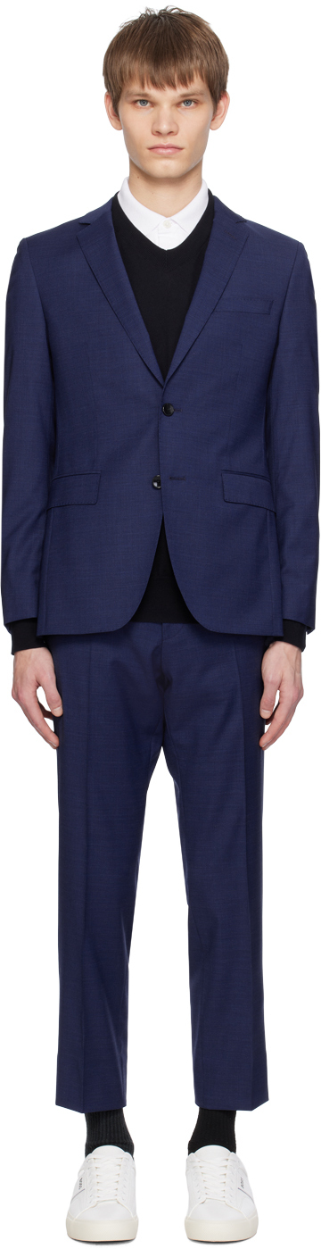 Shop Hugo Boss Navy Notched Lapel Suit In 404-dark Blue