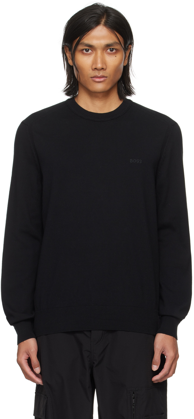 Hugo Boss Black Embroidered Sweater In Black 001