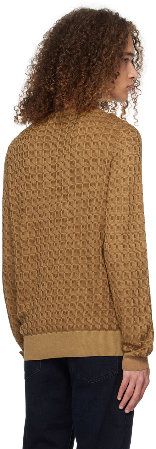 Shop Hugo Boss Tan Crewneck Sweater In Medium Beige 260