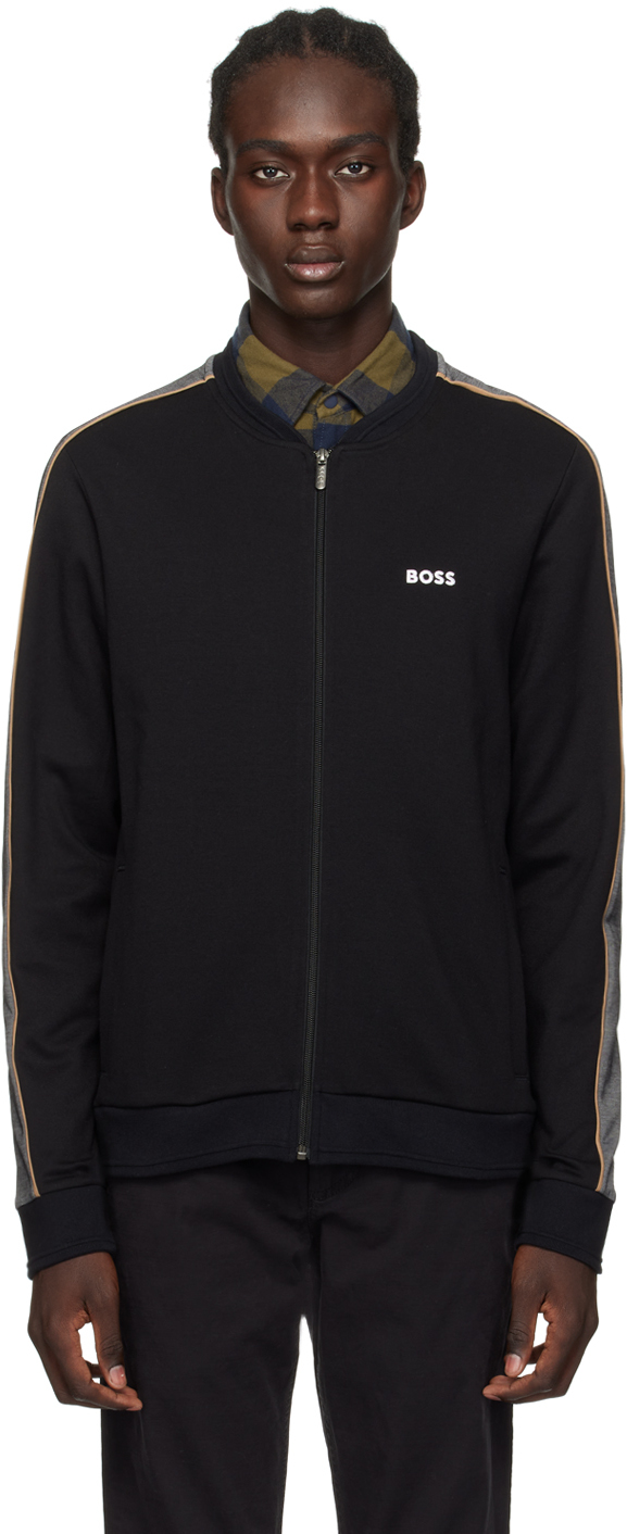 Hugo Boss Black Embroidered Track Jacket In Black 001