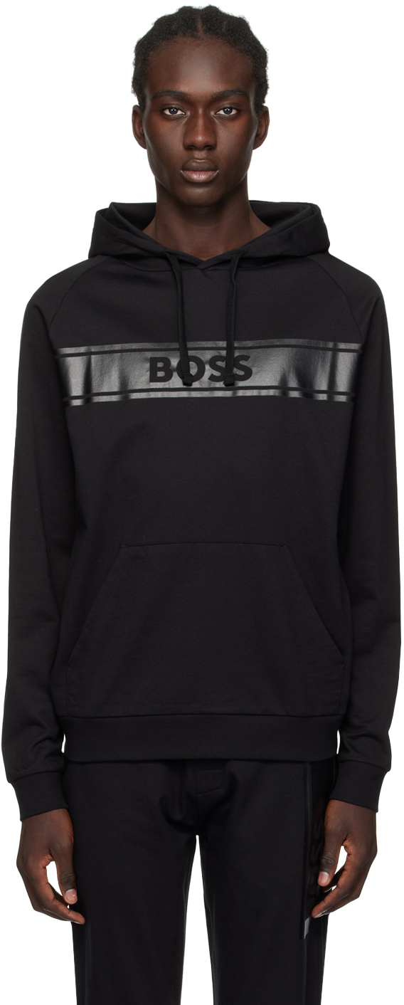 Hugo Boss Black Printed Hoodie In Black 001