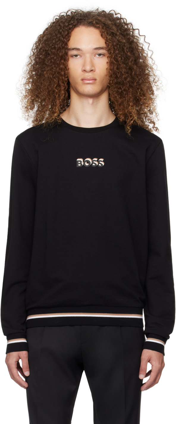 Hugo Boss Black Striped Sweatshirt In Black 001