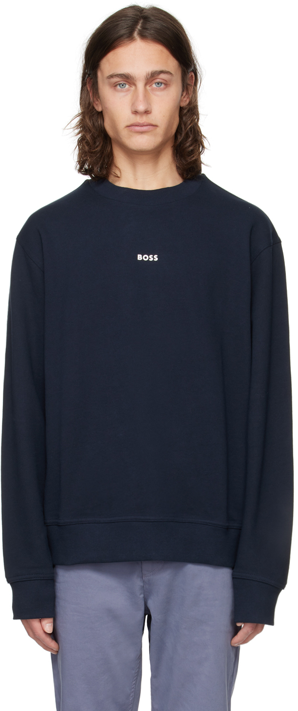 Navy Relaxed-Fit Sweatshirt