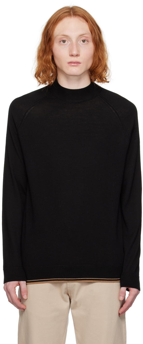 Hugo Boss Black Mock Neck Sweater In Black 001