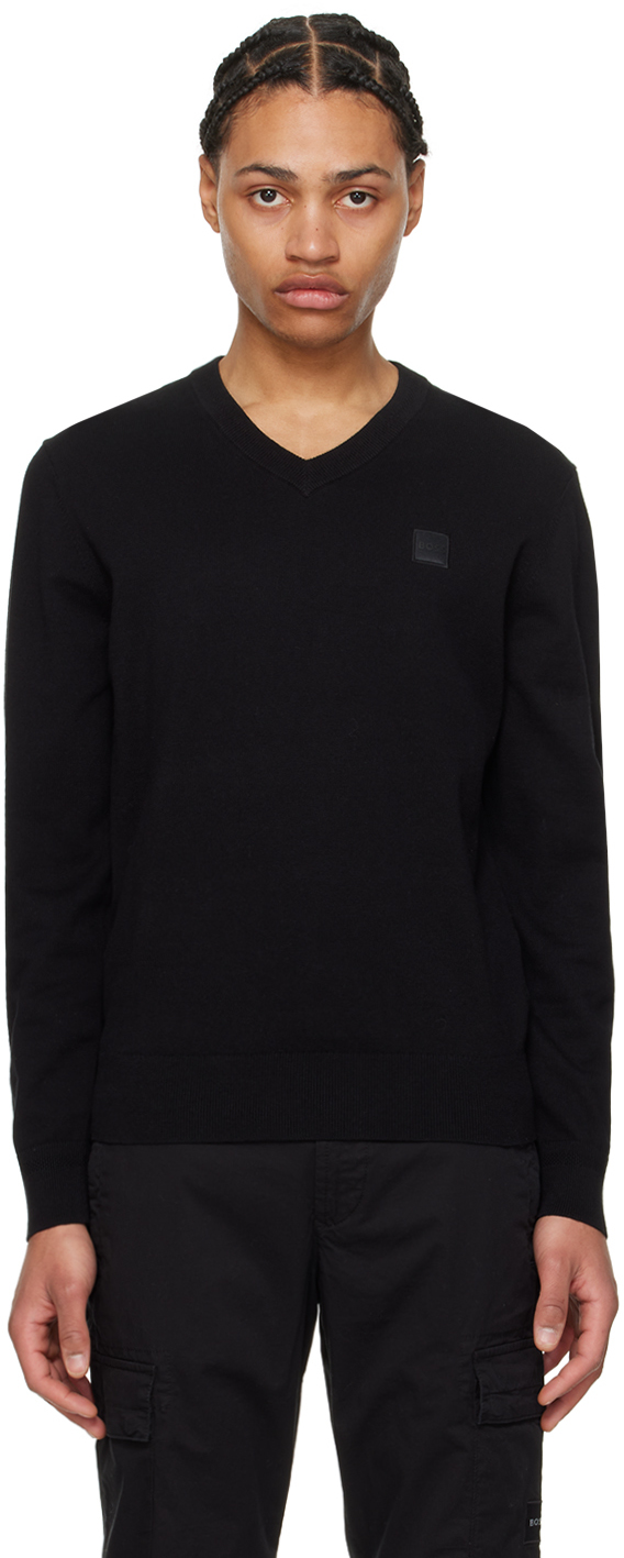 Hugo Boss Black Patch Sweater In 001-black