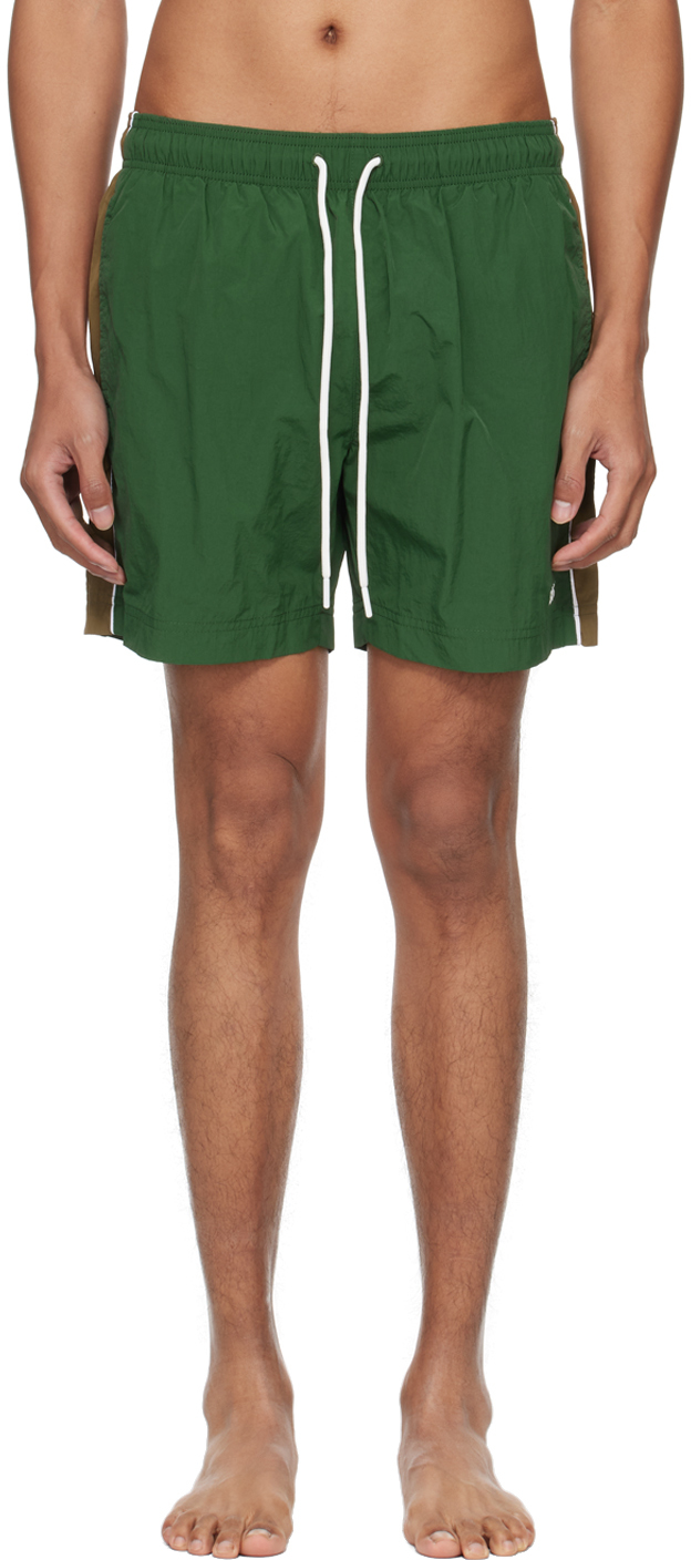 Hugo Boss Green Side Stripe Swim Shorts In Open Green 348
