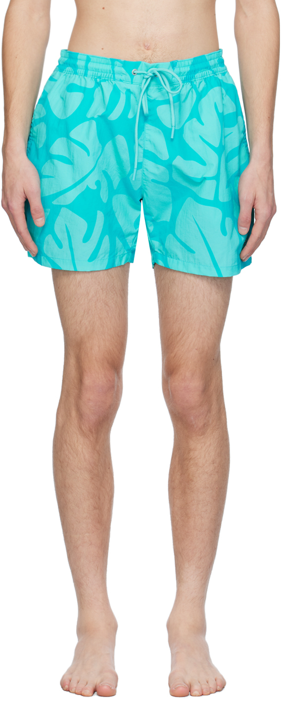 Blue Printed Swim Shorts