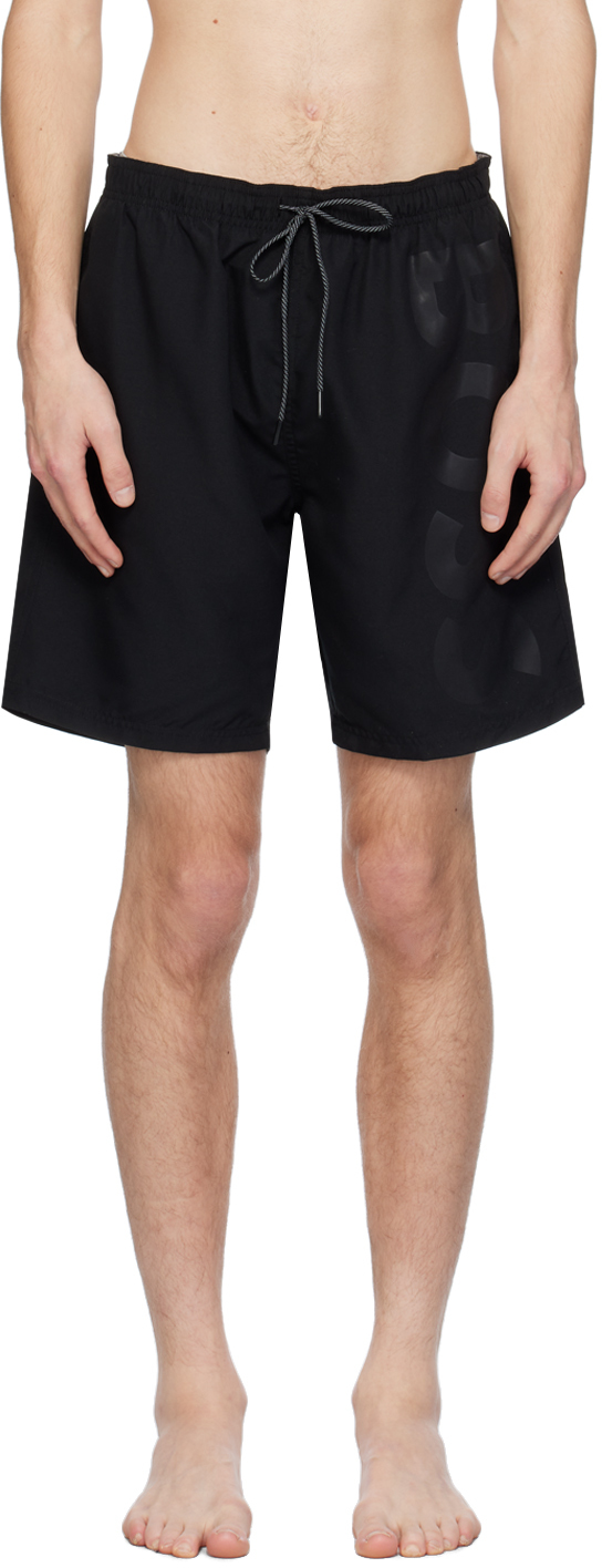 Black Printed Swim Shorts