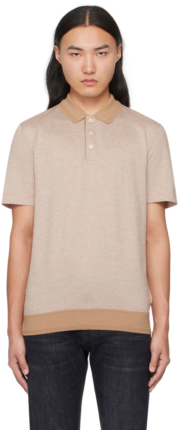 Beige Spread Collar Polo