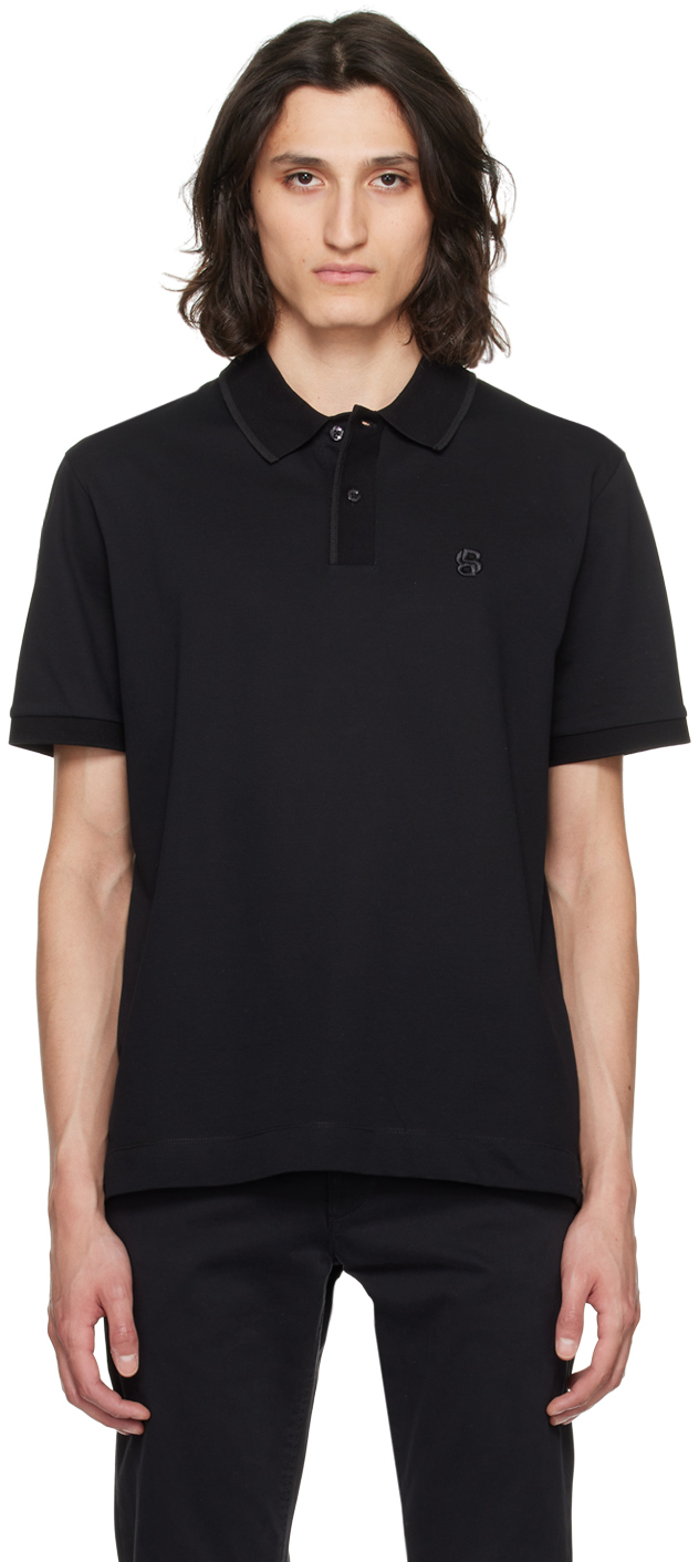 Black Double Monogram Polo by BOSS on Sale