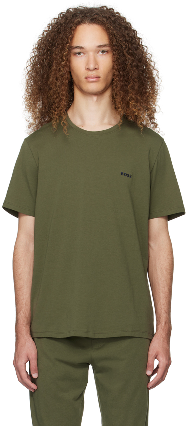 Hugo Boss Green Embroidered T-shirt In Dark Green 307