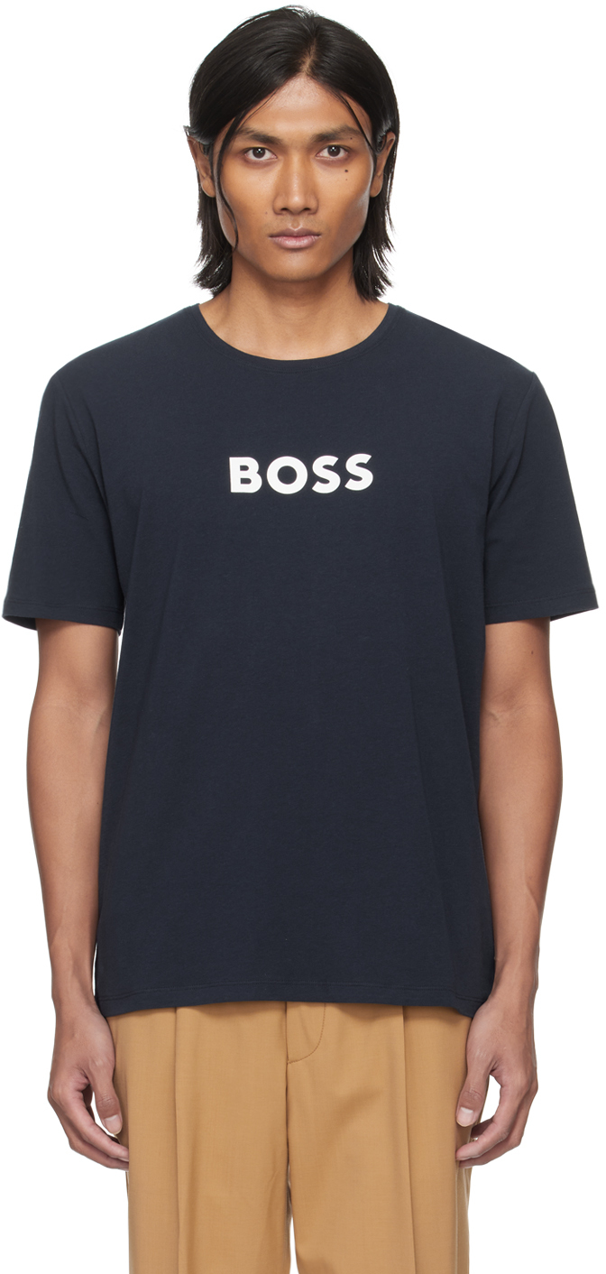 Hugo Boss Navy Contrast T-shirt In Dark Blue 401