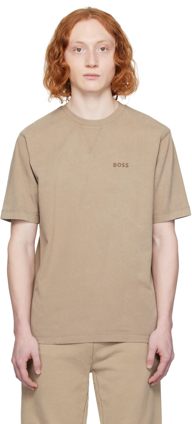 Beige Flocked T-Shirt