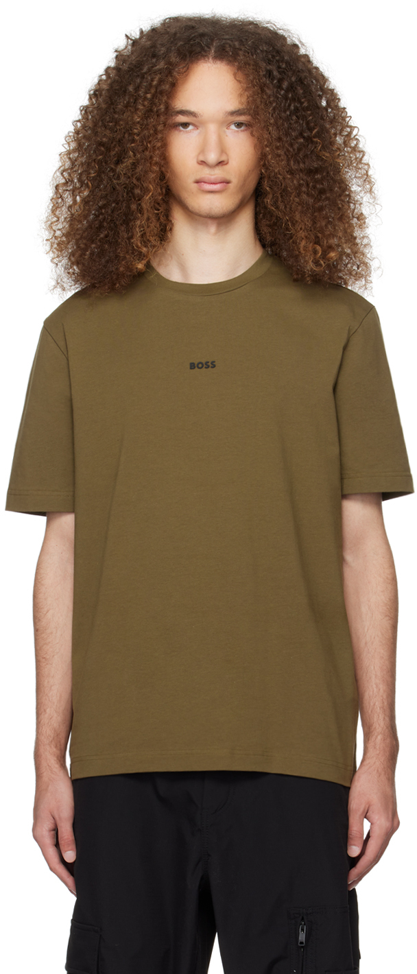 Hugo Boss Khaki Bonded T-shirt In Open Green 368